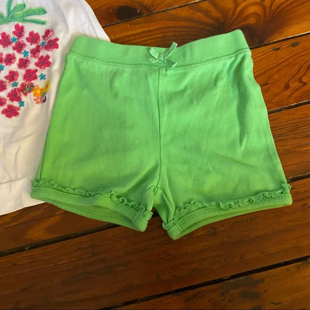 Children’s Place Matching Outfit Size 4T Strawberry Floral Tank green shorts